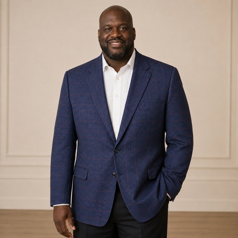 Shaquille O'Neal XLG Sport Coat 50R Blue Plaid Blazer Big Tall Jacket Career